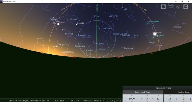 Chaco-Spring equinox-Venus Aldebaran-Pleiades
